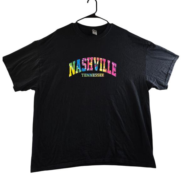 Nashville TN Black Tie Dye Graphic T-Shirt Unisex Size 2XL - Picture 1 of 7